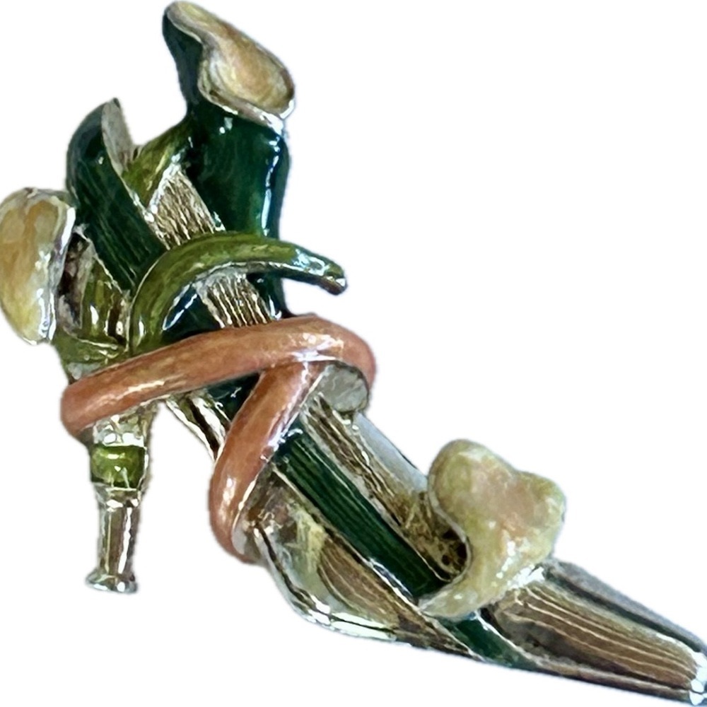 Sterling Silver 925 DESIGNER KJL Enamel High Heel Shoe Brooch Pin 9.5 grams 👠